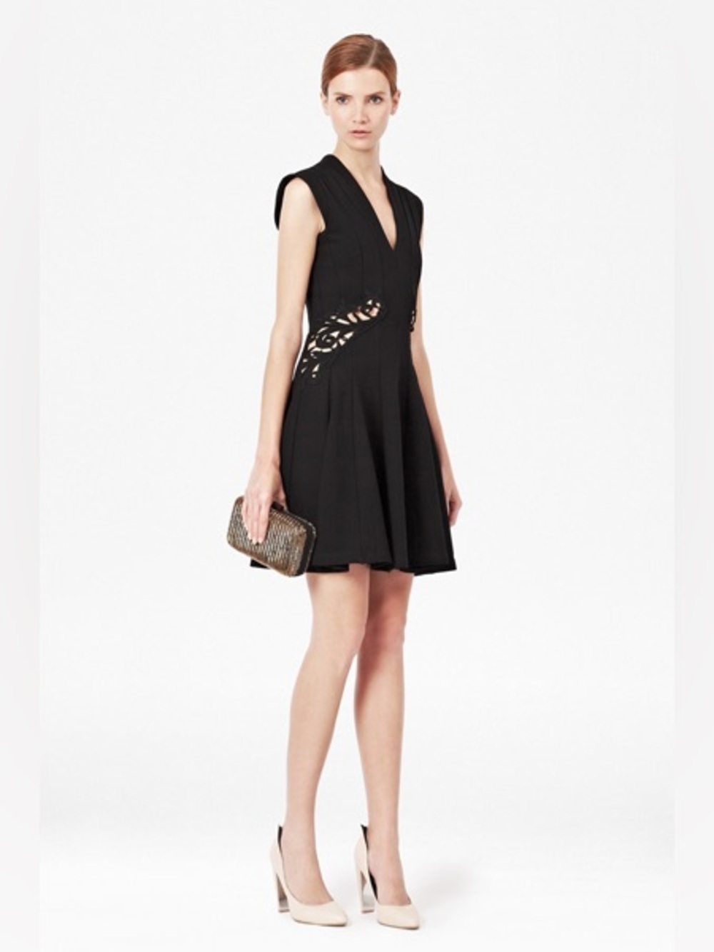 FRENCH CONNECTION Marie Embroidered Lace Black Dress (US 0)